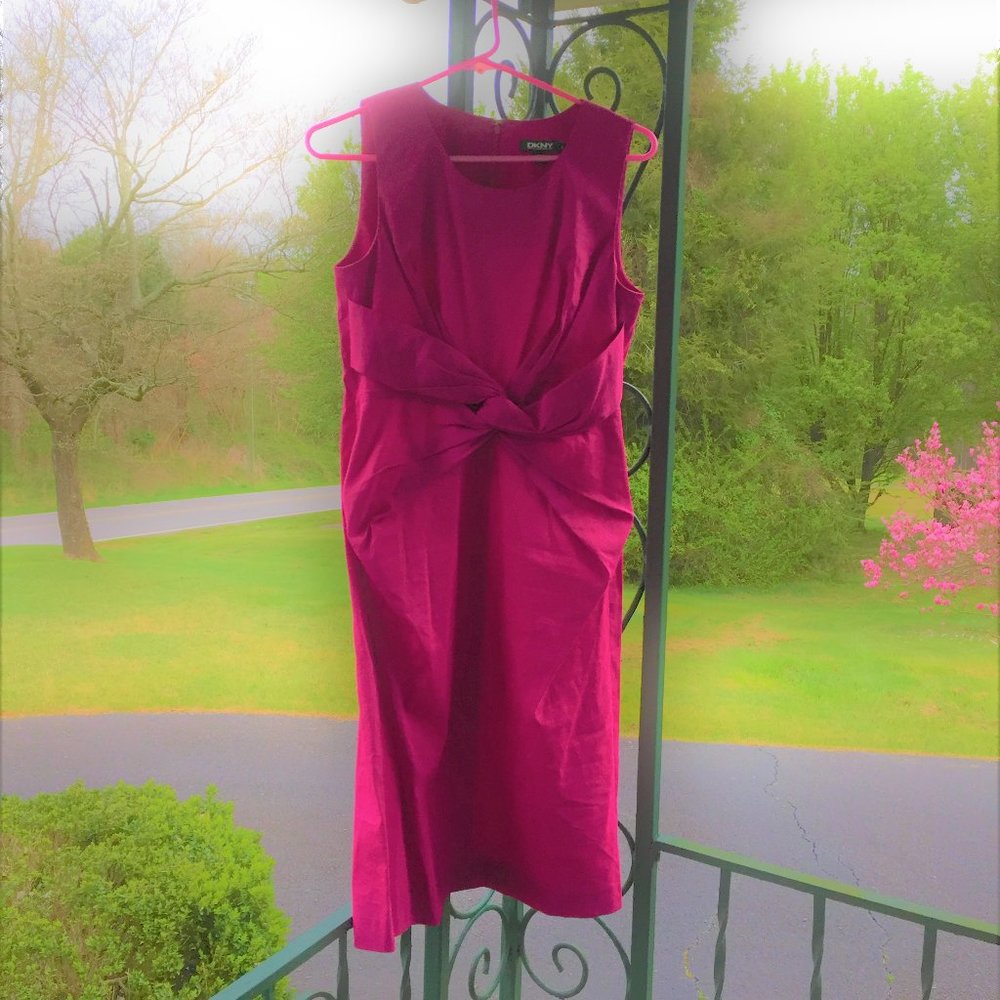 Sleeveless Fuchsia Ruched Dress Donna Karan